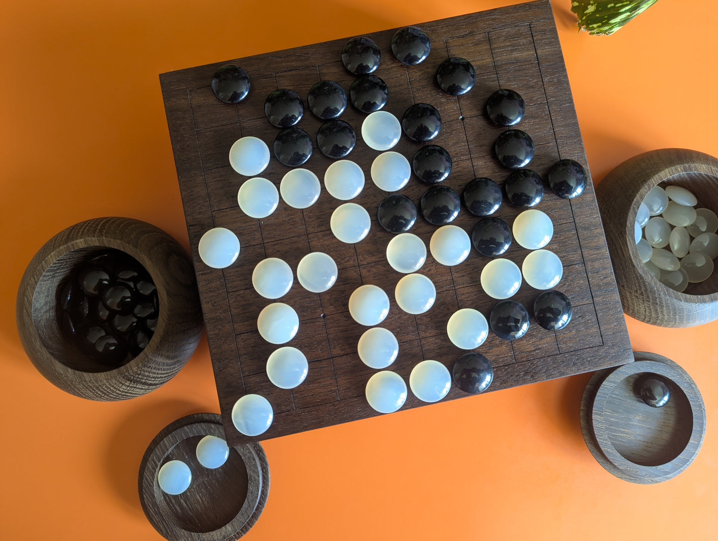 Black walnut 9x9 Goban. 3.4" hand carved game Go board