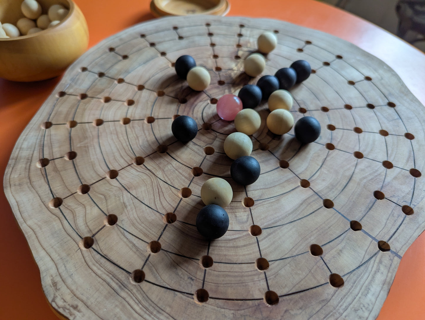 12.5" solid Juniper wood live egde Fidchell board. Handmade