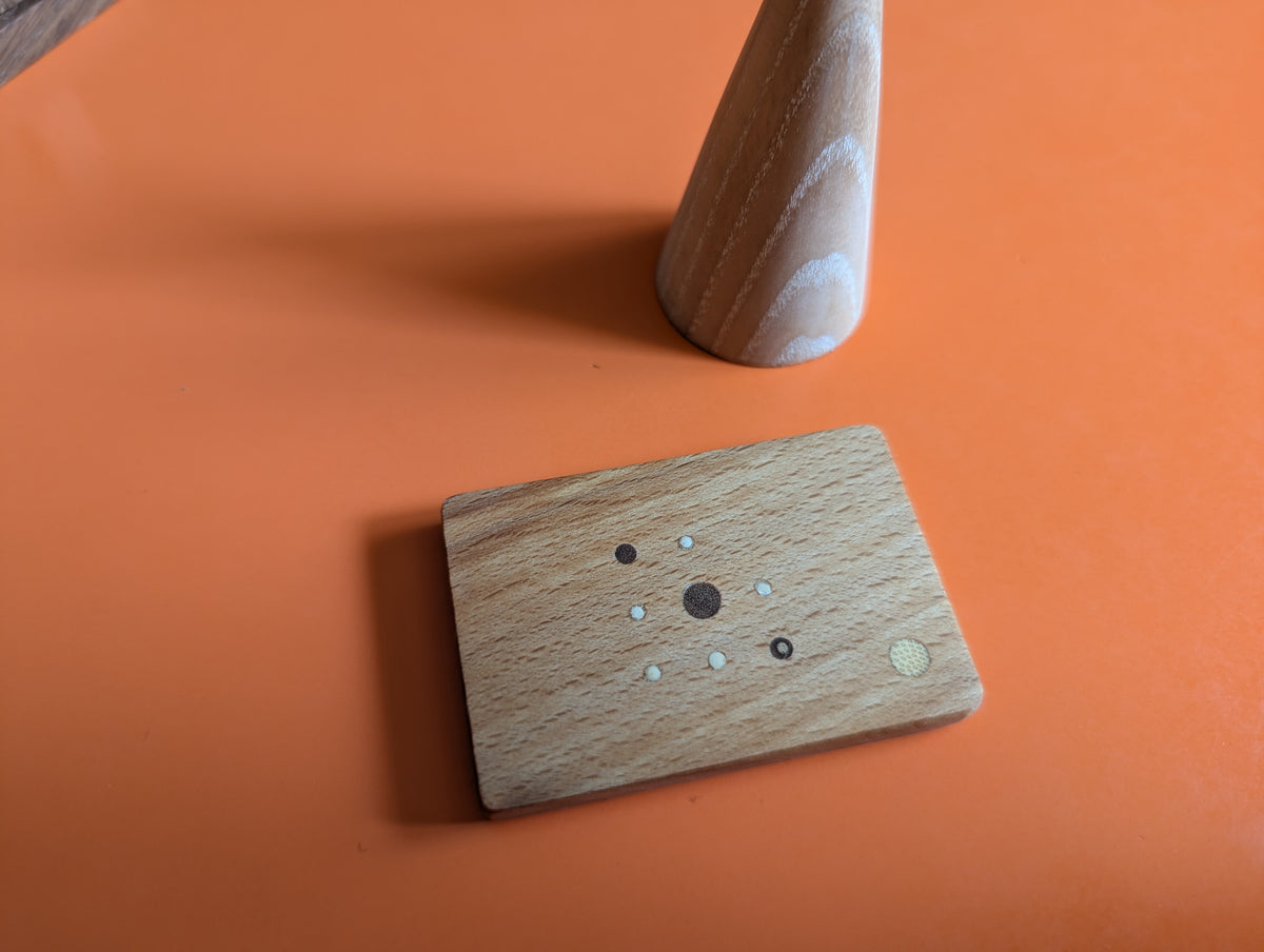 Wooden Onitama game set. Hardwood wood tiles. Martial arts game.
