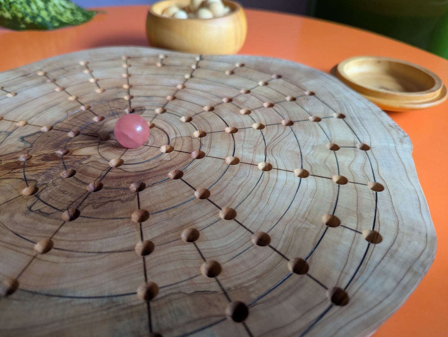 12.5" solid Juniper wood live egde Fidchell board. Handmade