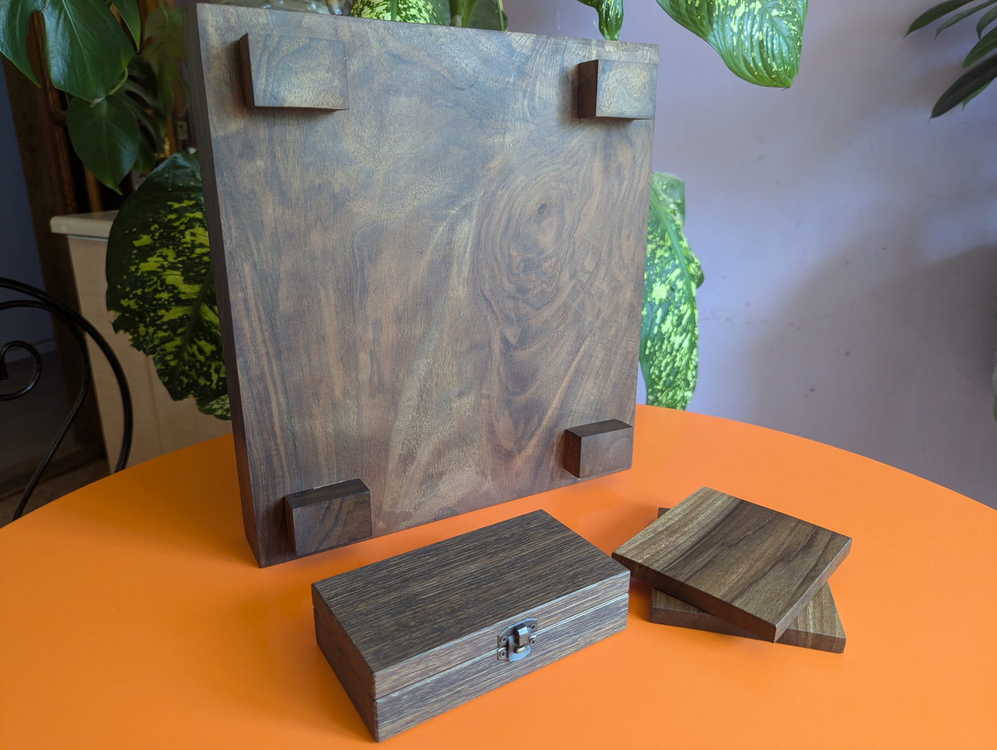 Handmade solid walnut Shogi game set