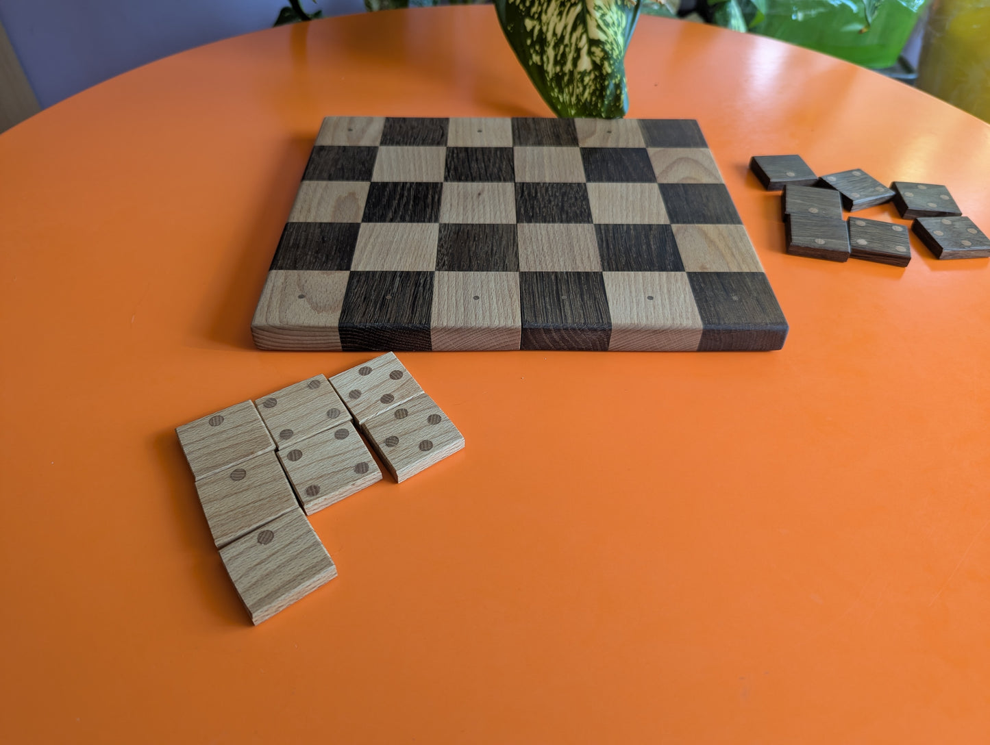 Rushi wooden game set. Abstract strategy game. Hardwood tiles