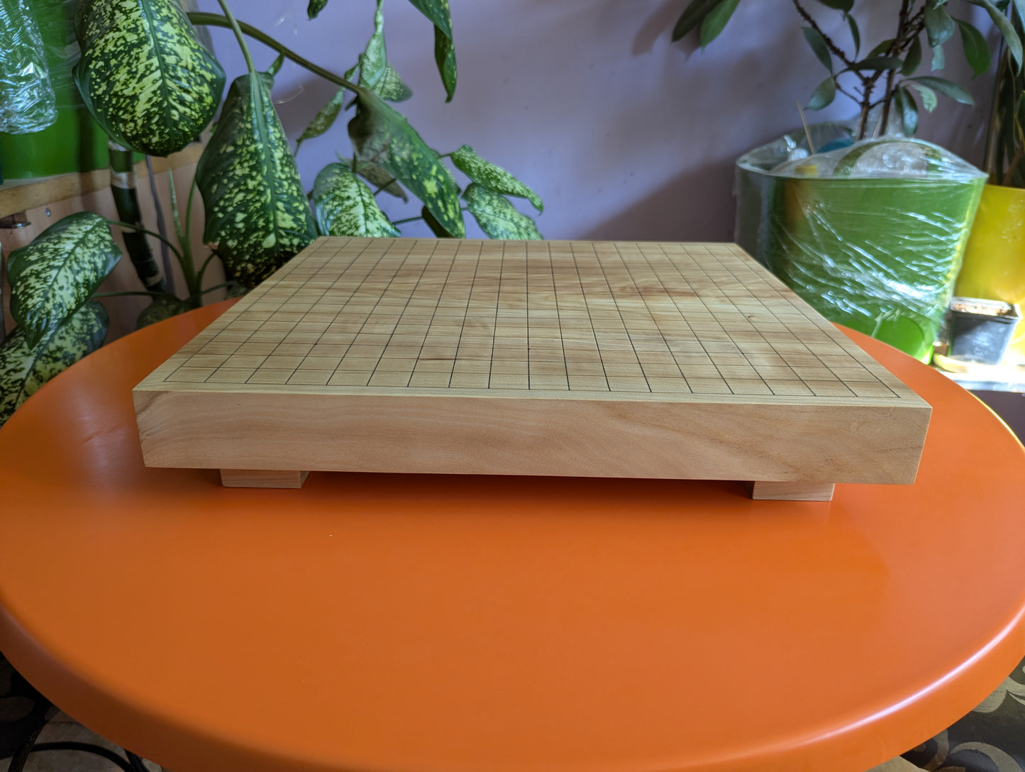 Full Goban solid wood hand carved 19x19 game Go board. Hardwood board