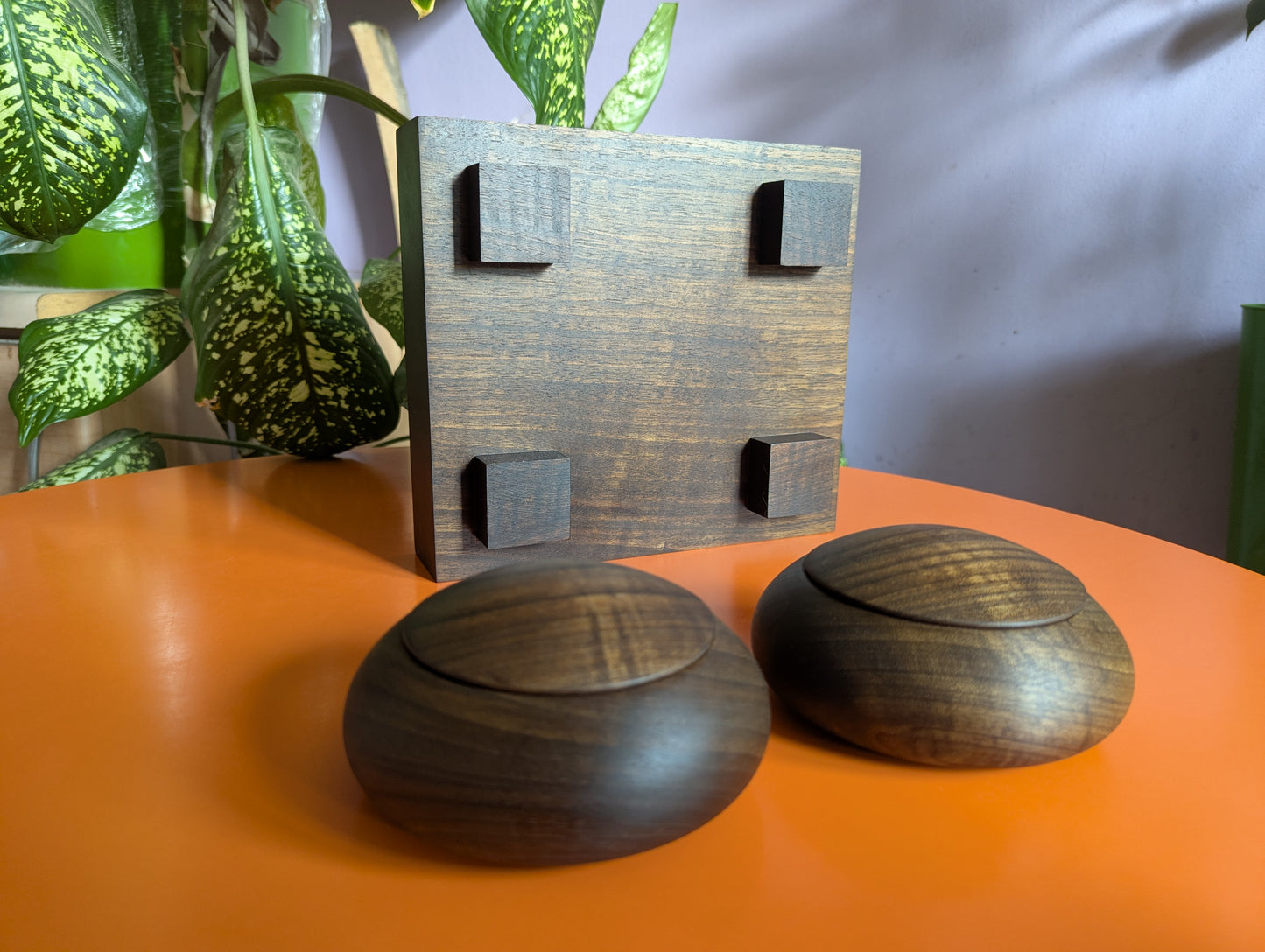 Solid walnut 9x9 Goban. Hand carved game Go board