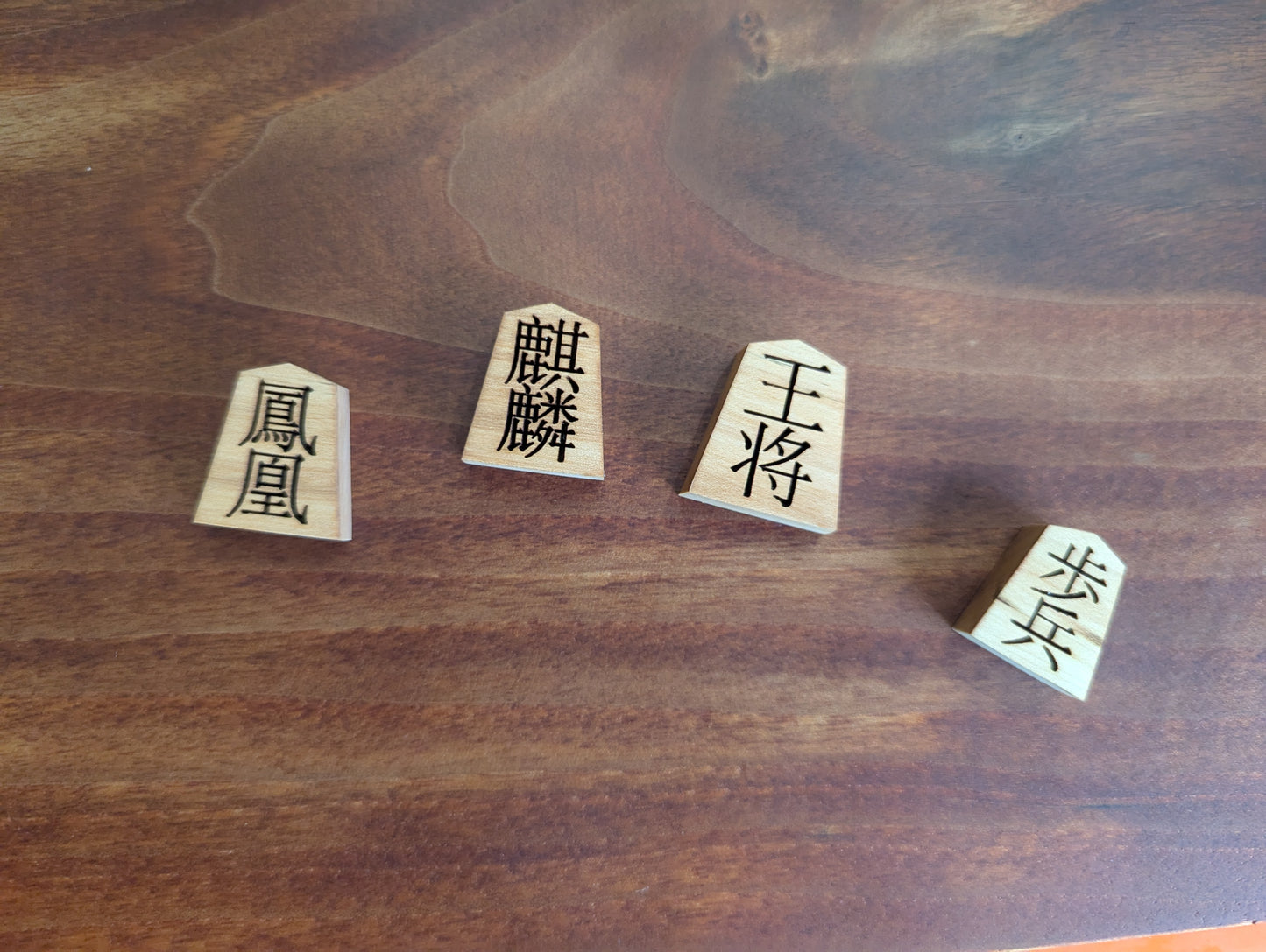 Foldable Chu Shogi game set. Handmade solid walnut Middle Shogi with thick maple pieces