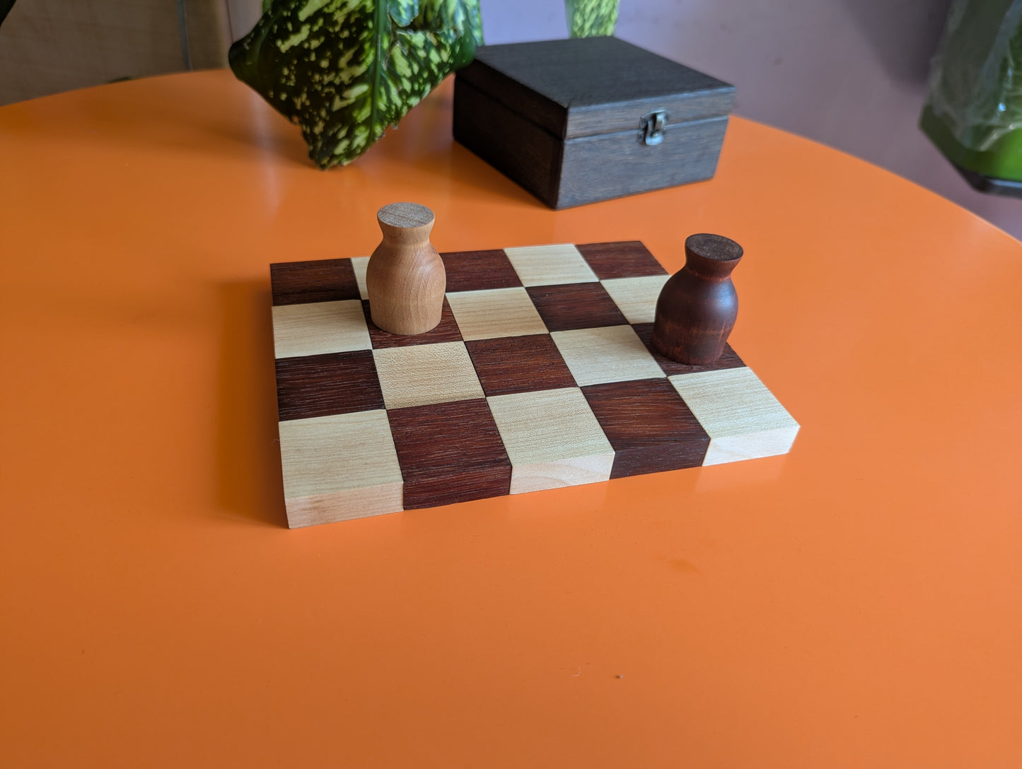 Handmade Wooden Volterra game set. Sucupira wood and Maple wood.