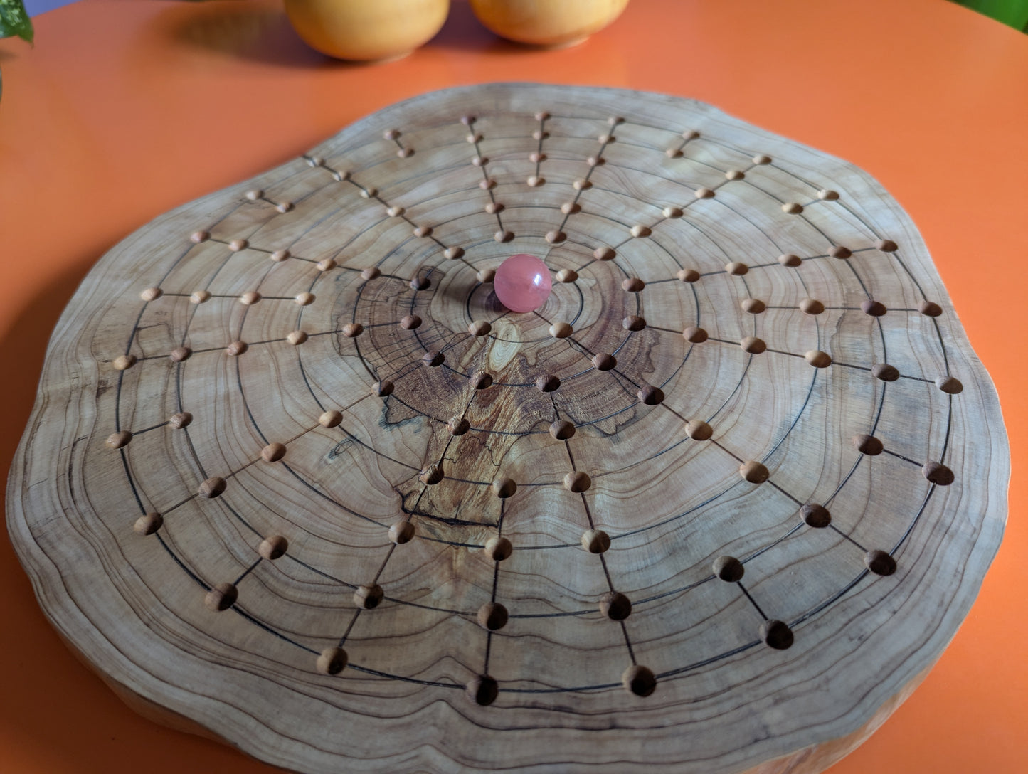 12.5" solid Juniper wood live egde Fidchell board. Handmade