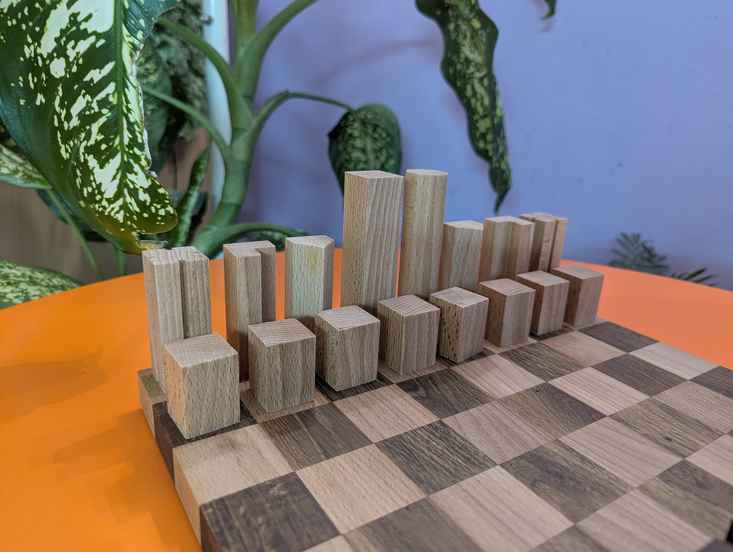 Puzzle Cubic Chess Set. Wooden handmade Modern chess