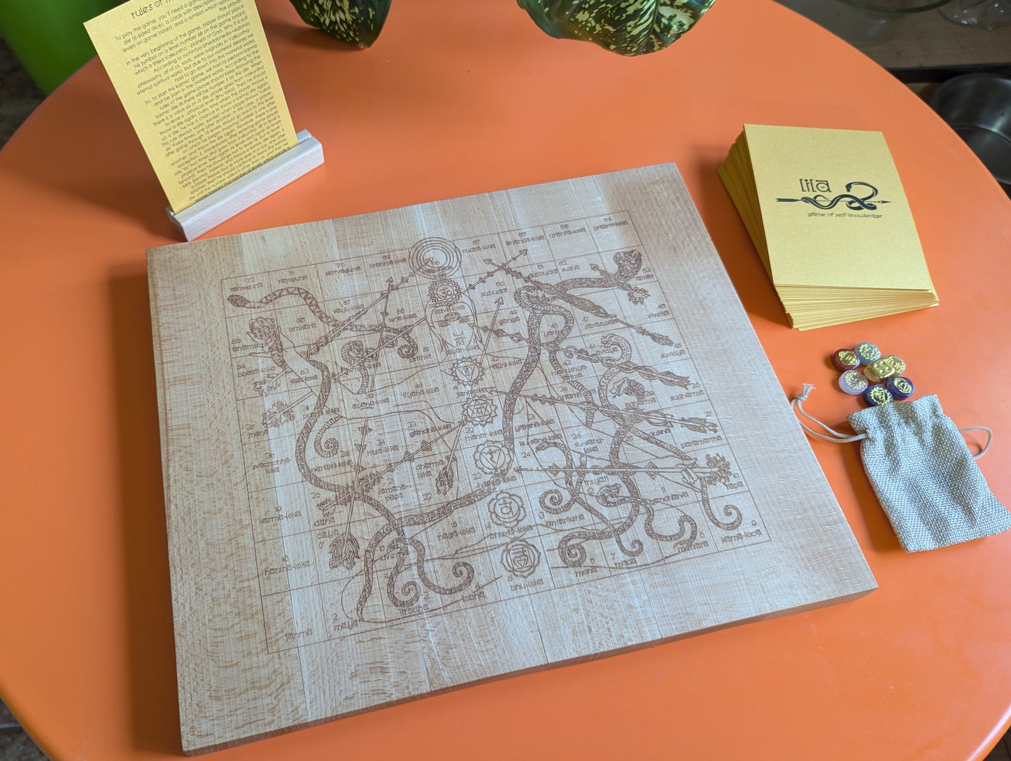 Personal wooden Leela game set - yoga board game of self-knowledge.