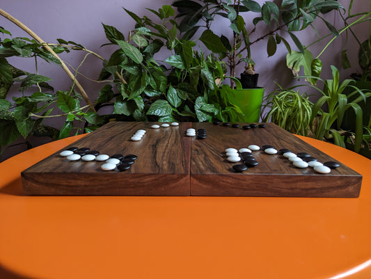 Foldable 19x19 solid walnut Goban. Handmade game Go board.