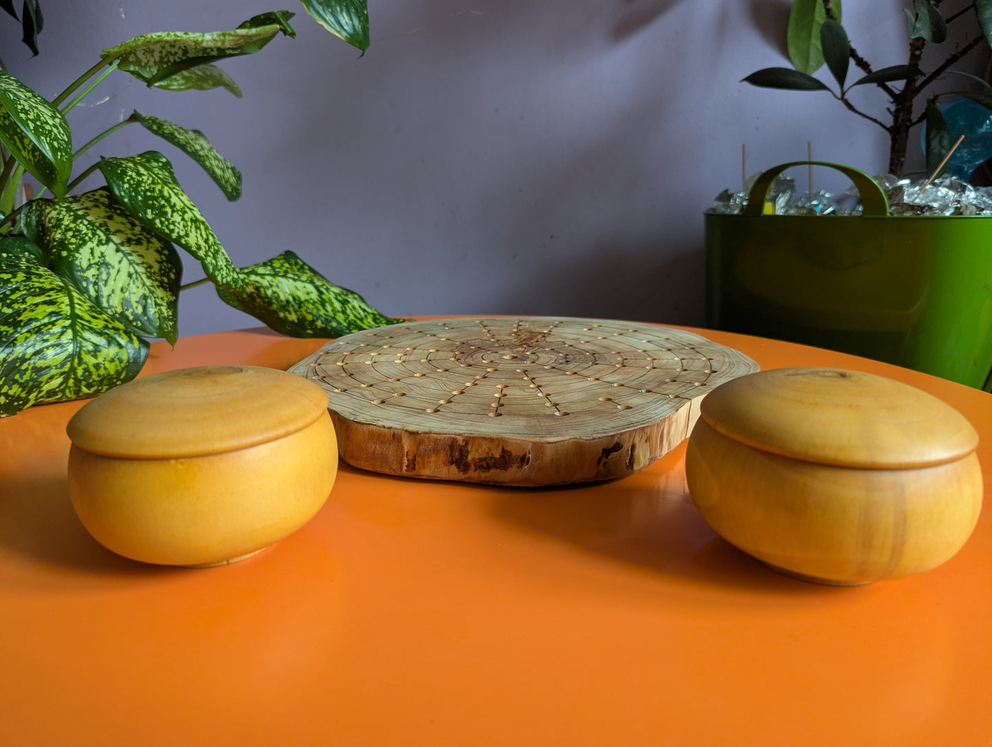 12.5" solid Juniper wood live egde Fidchell board. Handmade