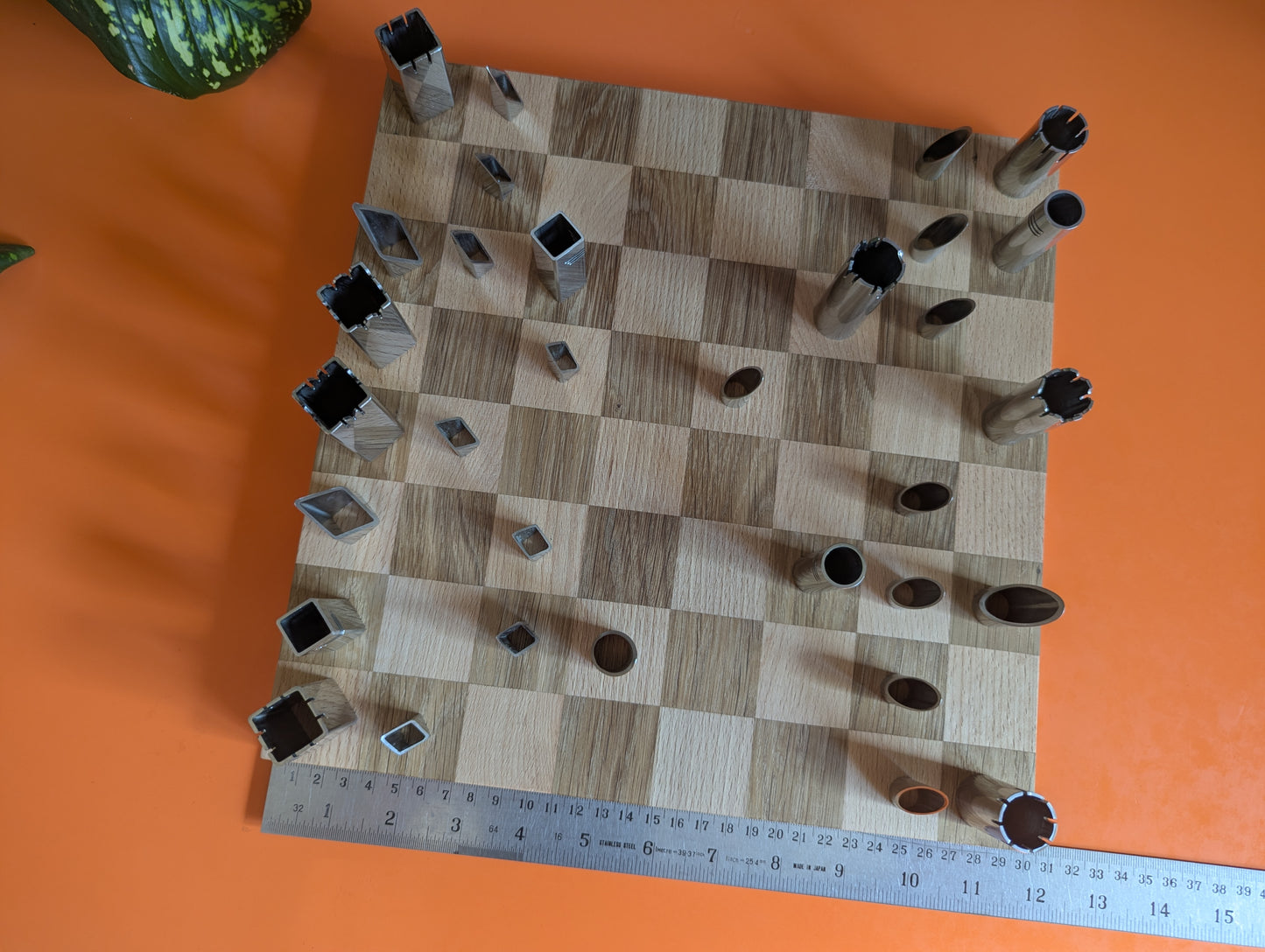 2.3" King Handmade Stainless Steel Chess Set. Square vs Round