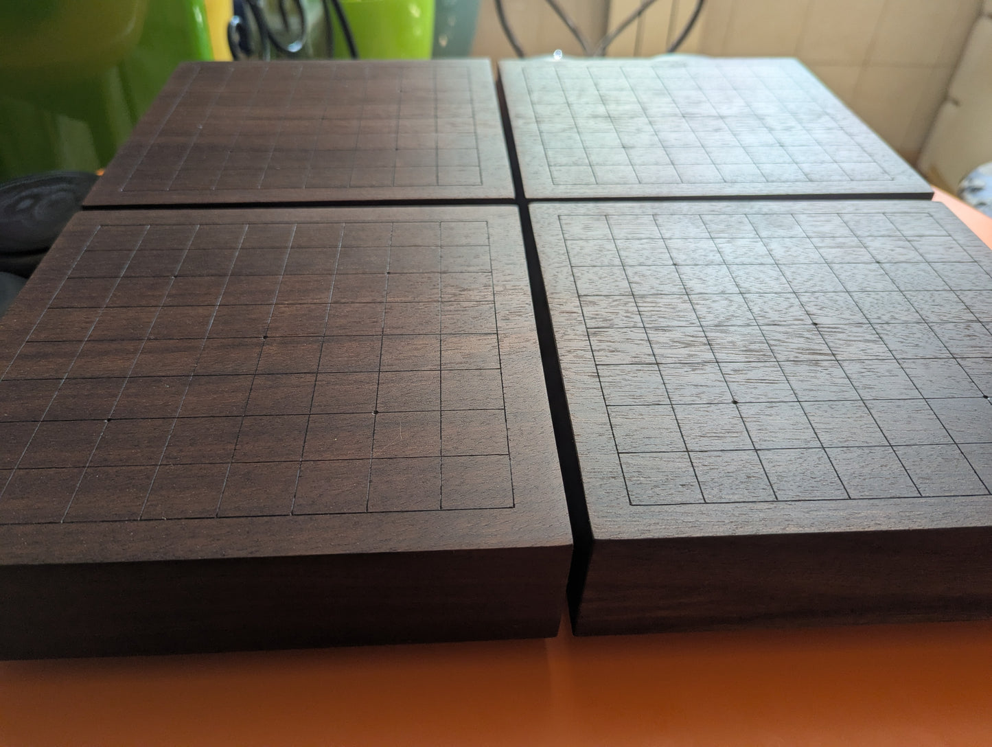 Black walnut 9x9 Goban. 3.4" hand carved game Go board