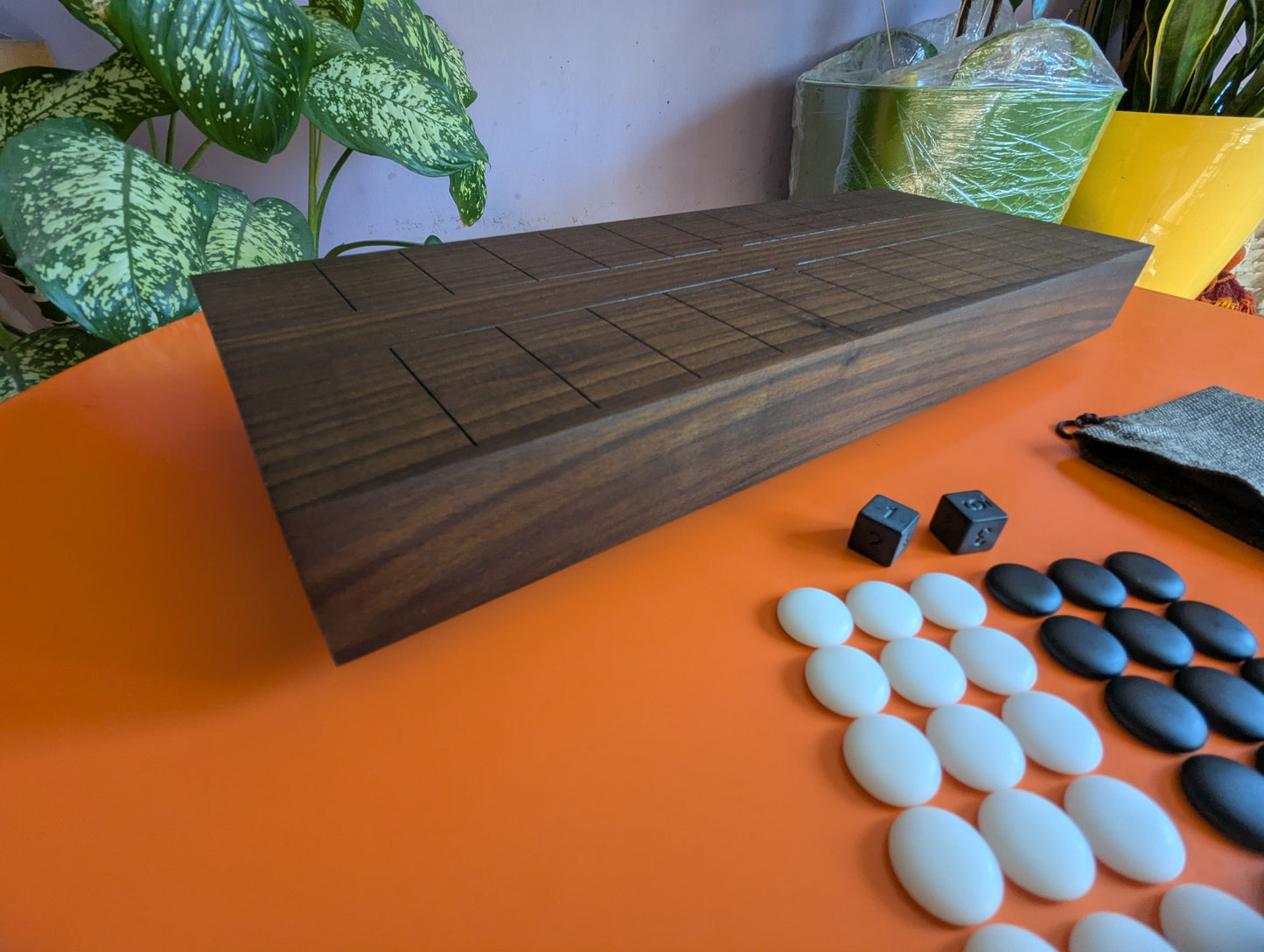 Solid walnut Ban Sugoroku. Handmade board