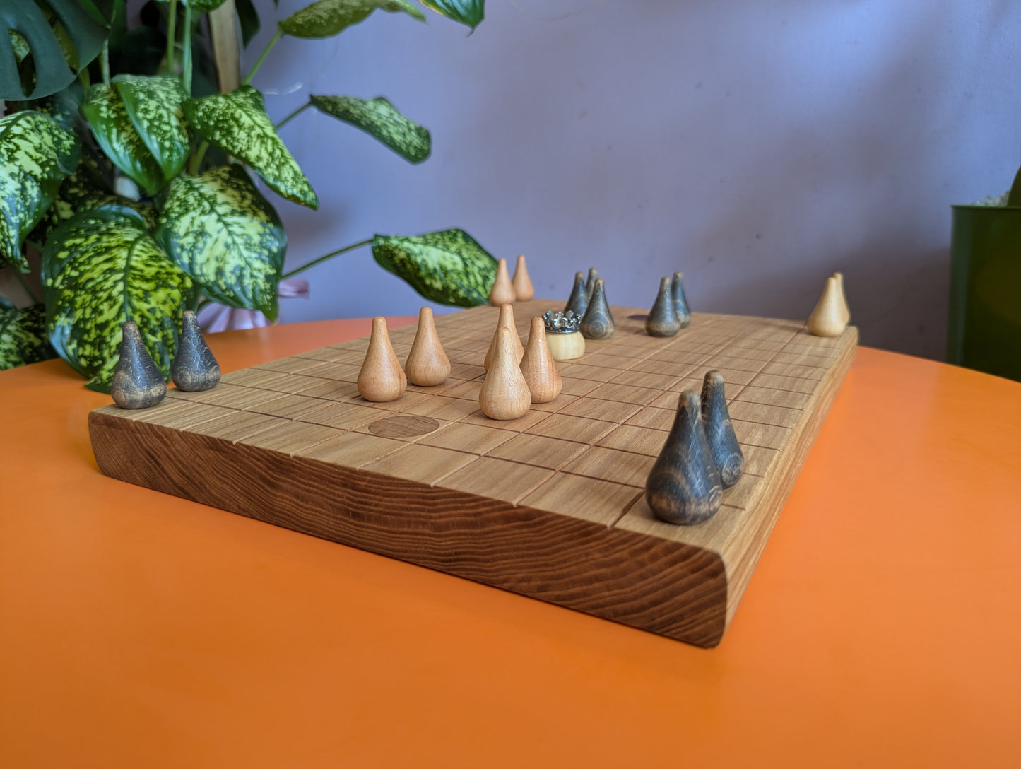 Sabotage Wooden set - Crown Capture Strategy Game. 16" solid Ash wood board