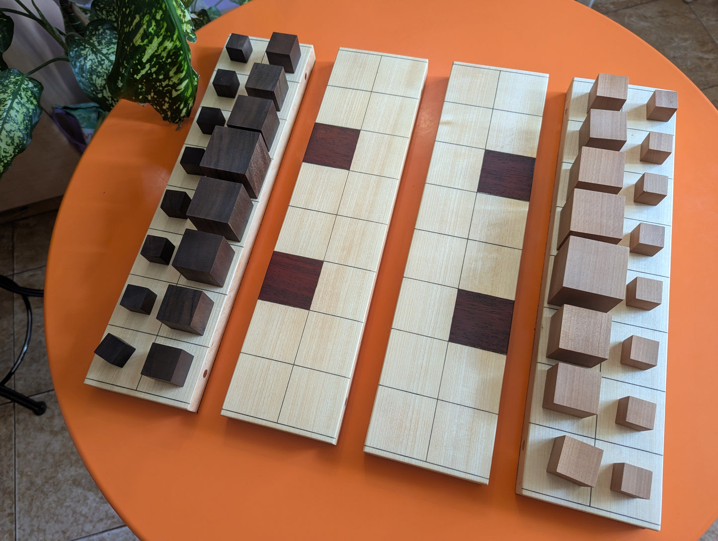 Abstract Cubic Arimaa set. Handmade foldable wooden game set