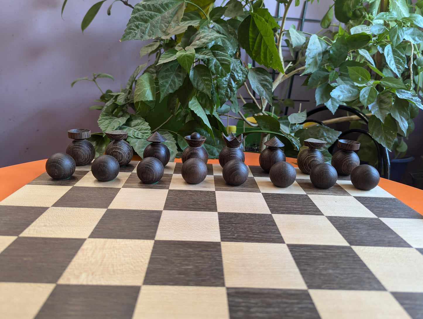 Modern minimalist chess set, 2022, Ukraine. Handmade wooden chess