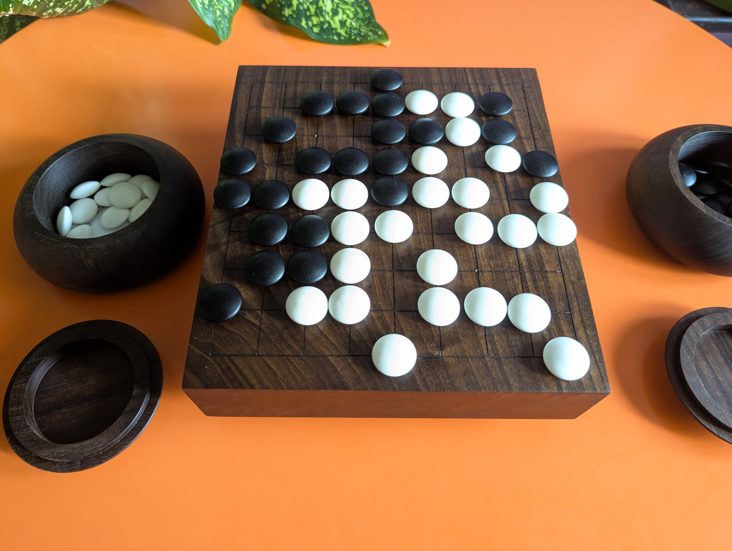 Solid walnut 9x9 Goban. Hand carved game Go board