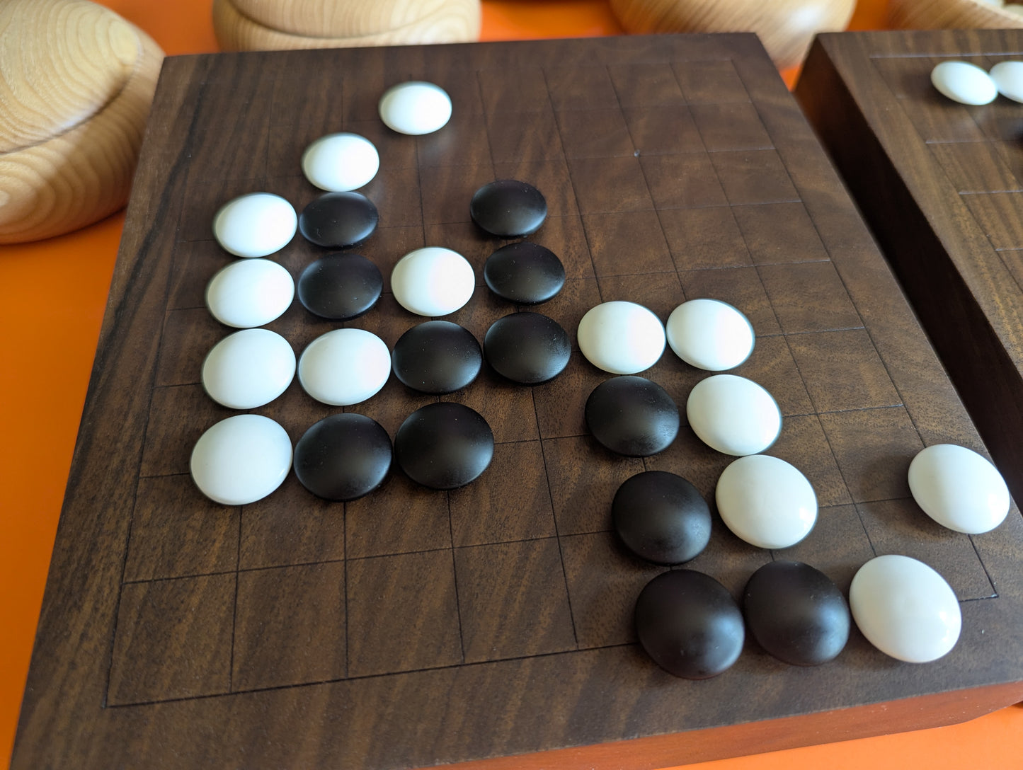 Solid walnut 9x9 Goban. Legless Hand carved game Go board