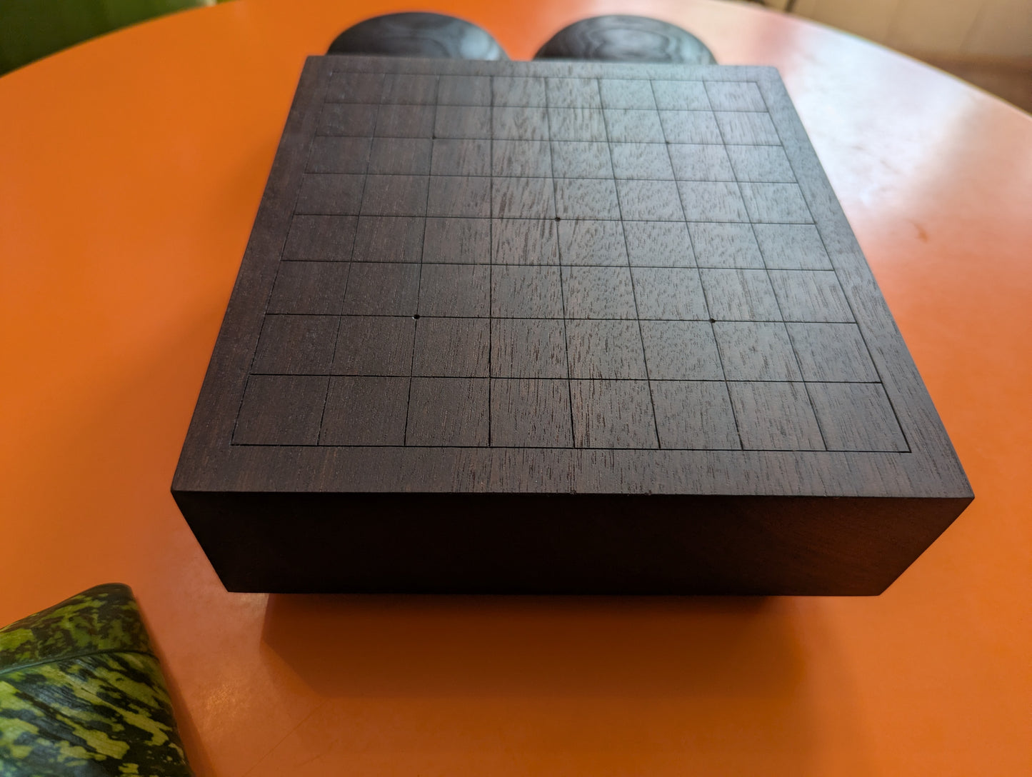 Black walnut 9x9 Goban. 3.4" hand carved game Go board