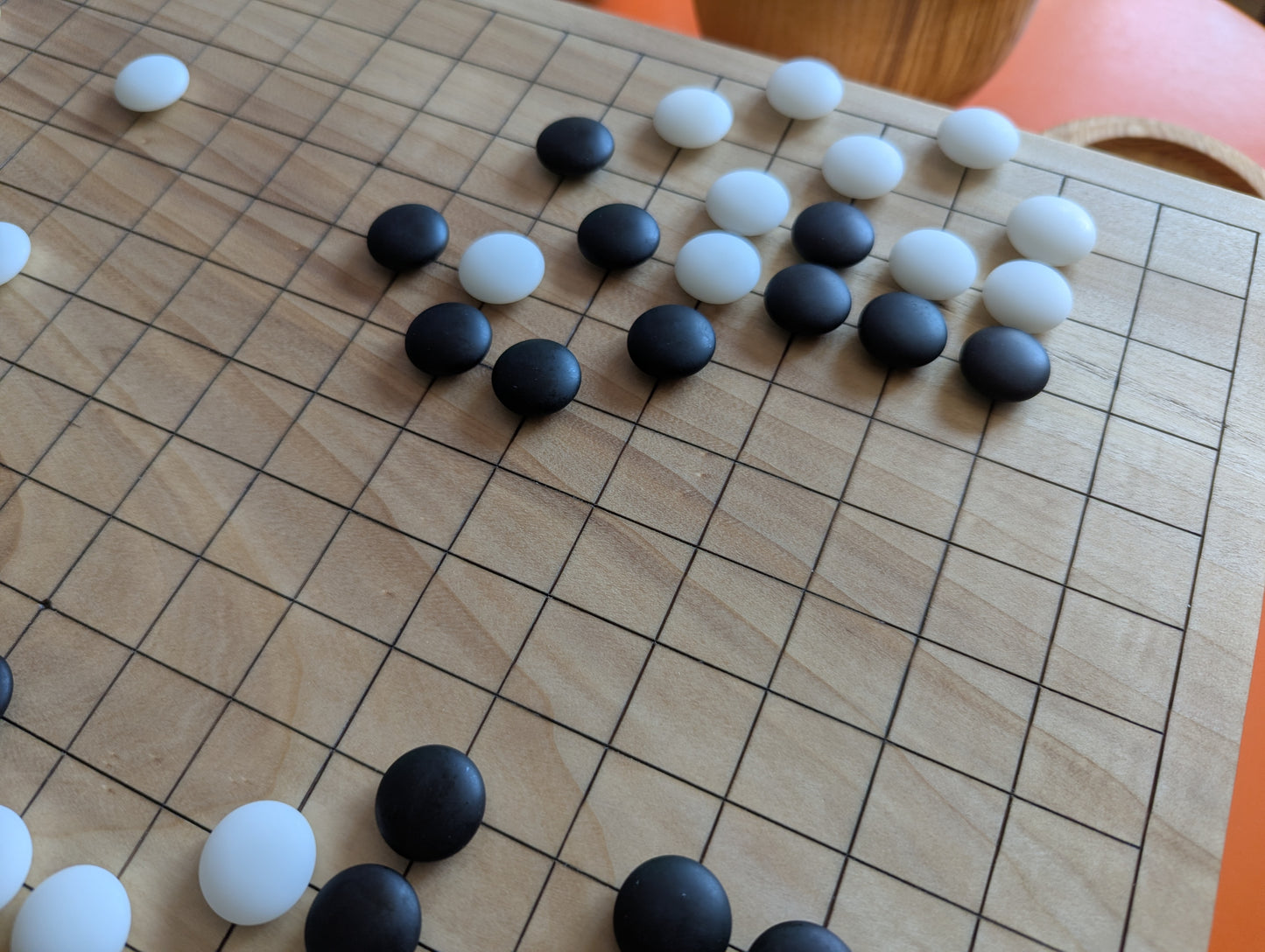 Full Goban solid wood hand carved 19x19 game Go board. Hardwood board