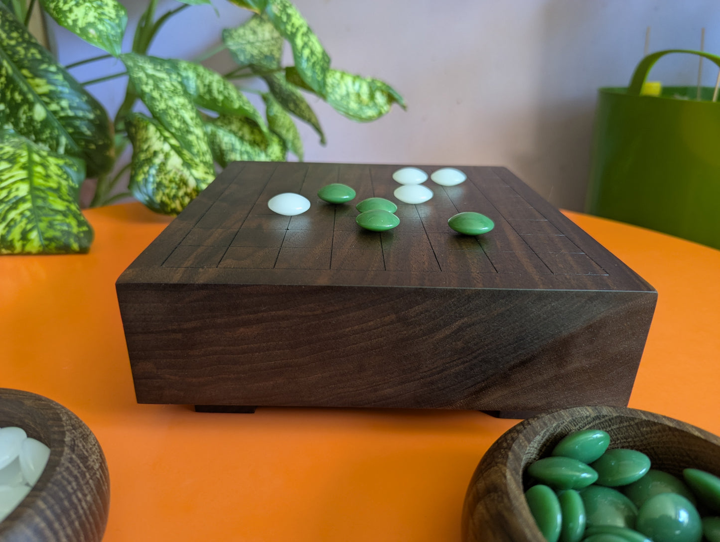 Solid walnut 9x9 Goban. Hand carved game Go board
