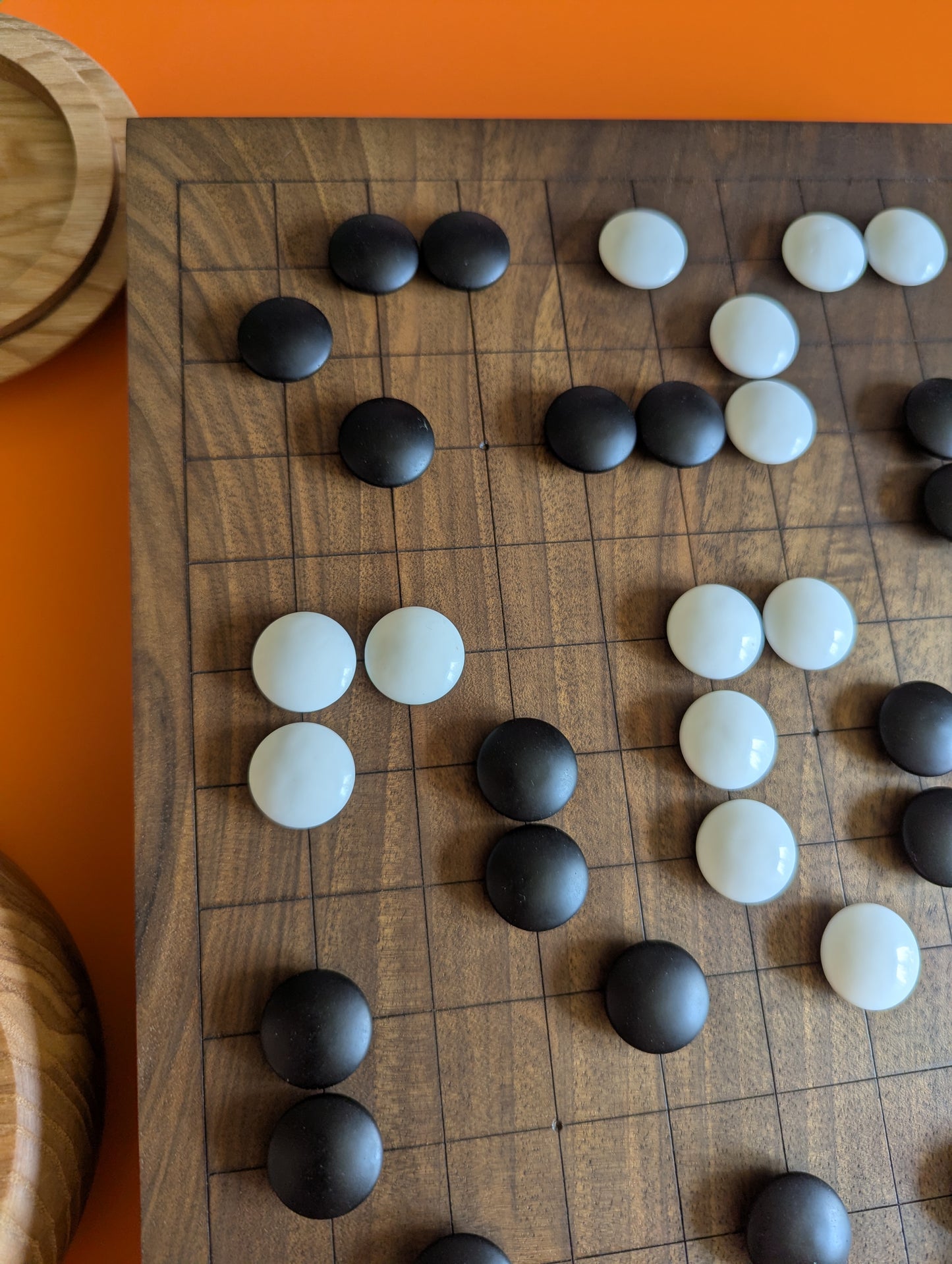 Reversible 13x13 & 9x9 solid walnut game Go set