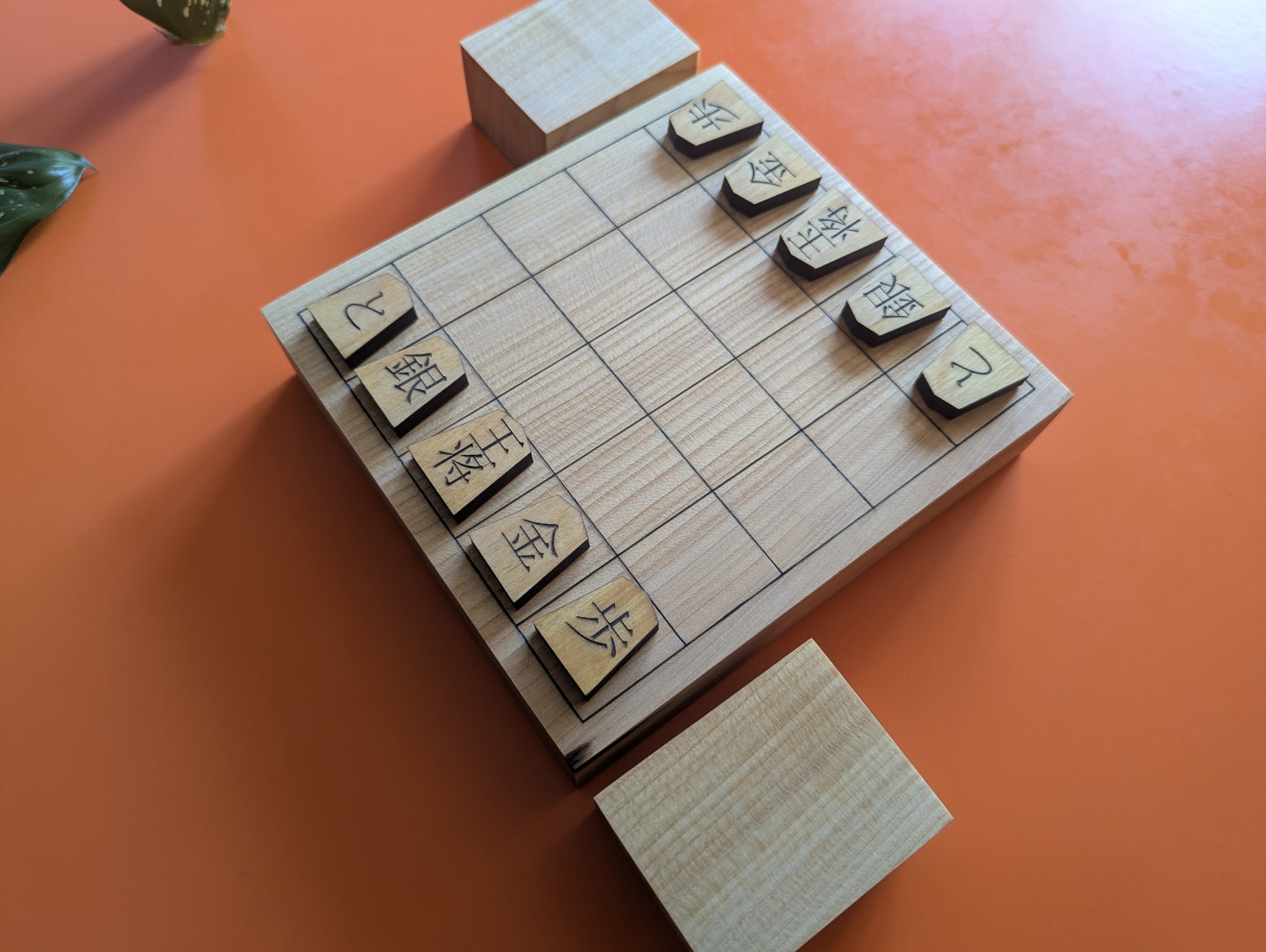 Minishogi & Kyoto shogi set. Thick solid Walnut board. Handcarved thin lines