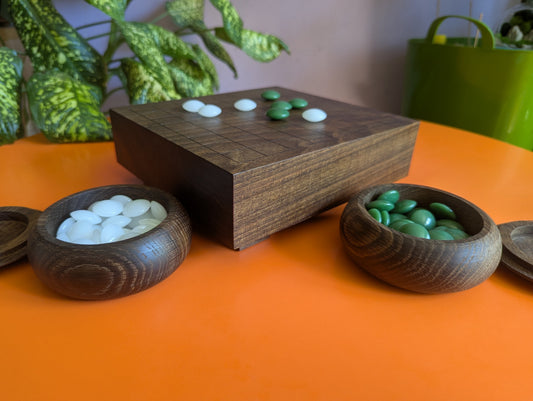 Solid walnut 9x9 Goban. Hand carved game Go board