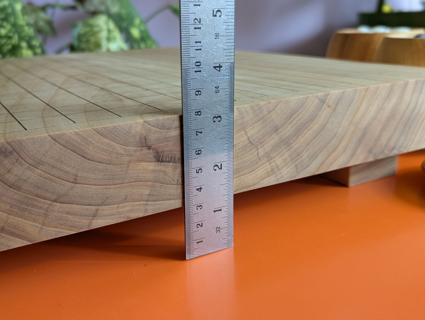 Full Goban solid wood hand carved 19x19 game Go board. Hardwood board