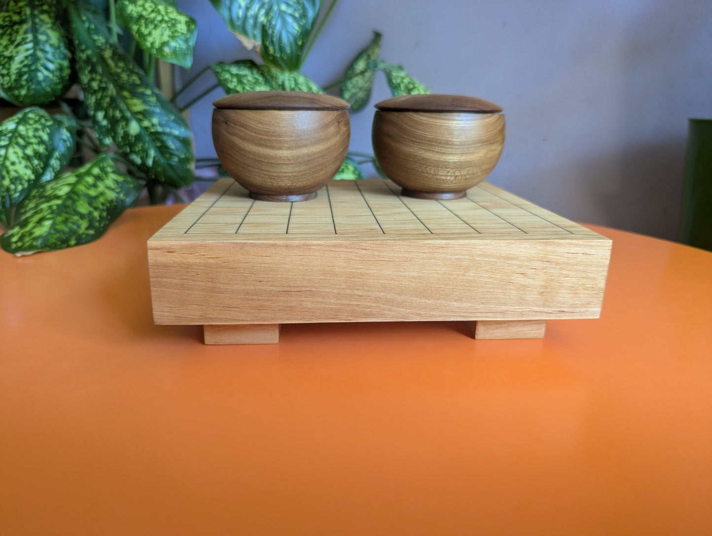 Solid alder 9x9 Goban. Hand carved game Go board