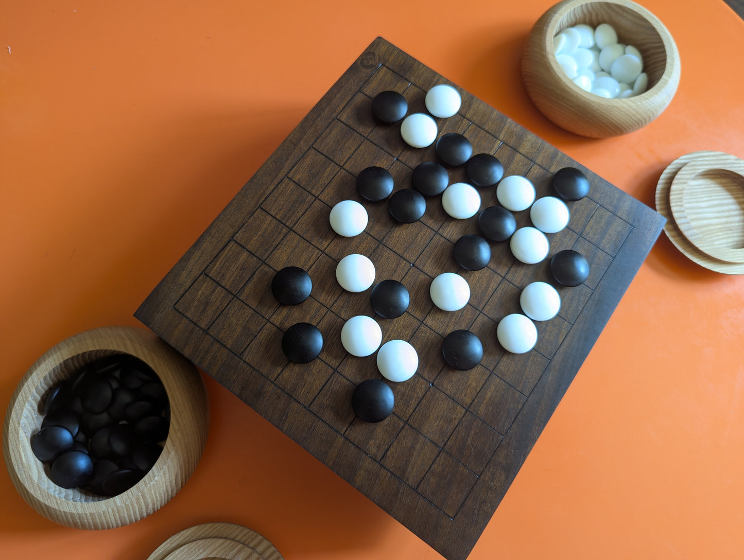Solid walnut 9x9 Goban. Hand carved game Go board