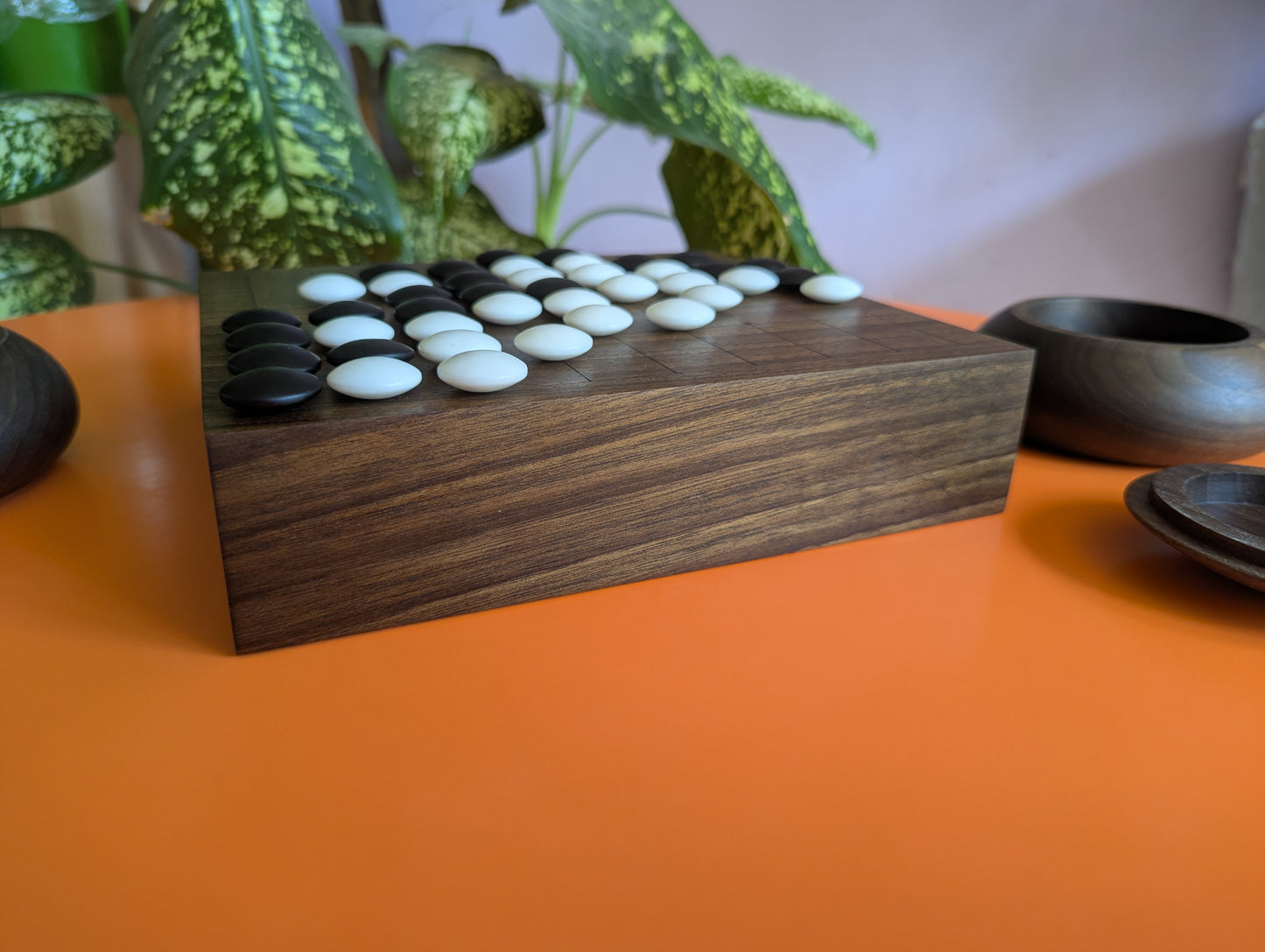 Solid walnut 9x9 Goban. Legless Hand carved game Go board