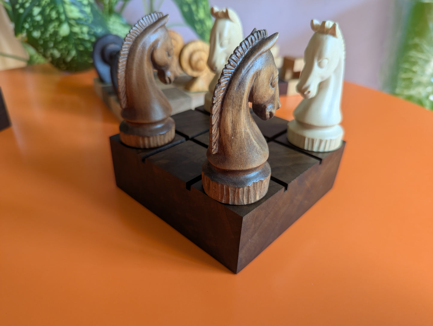 Guarini's chess puzzle. Handmade hardwood pieces.