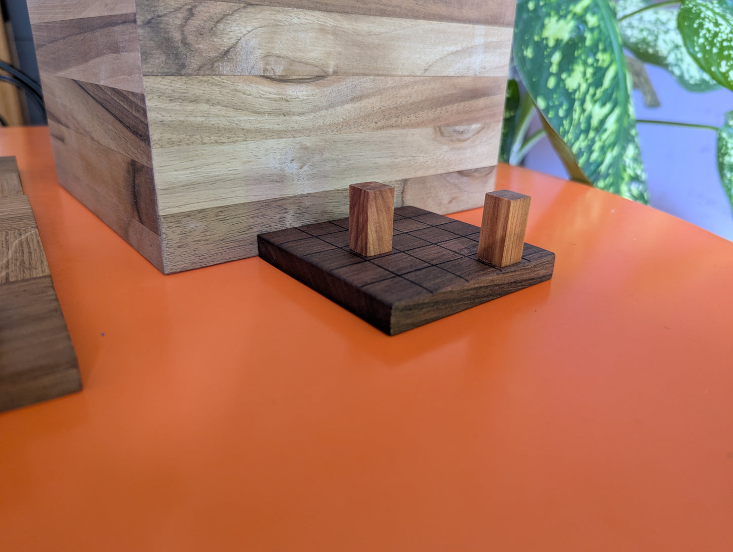 Cubic Onitama wooden game set. Hardwood wood tiles. Martial arts game.