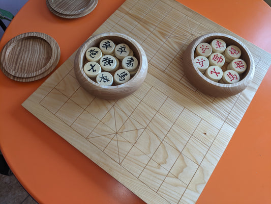 18" Xiangqi Foldable solid linden board game. Hand carved lines