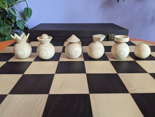 Modern minimalist chess set, 2022, Ukraine. Handmade wooden chess
