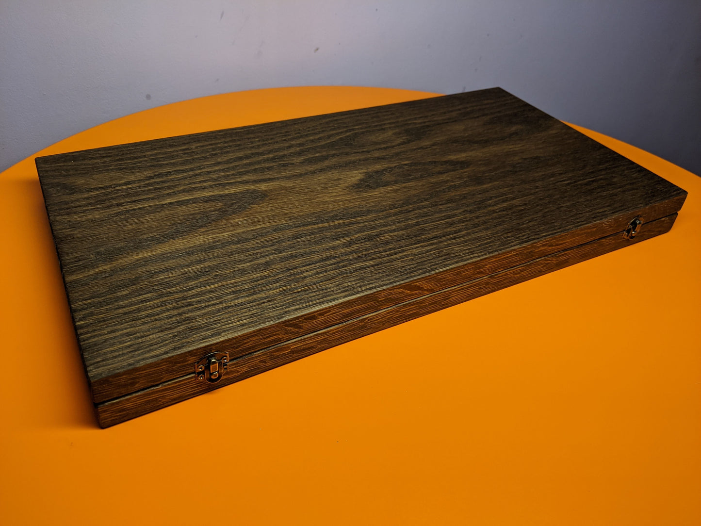 Thin 20" oak backgammon board + oak&ash wood pieces