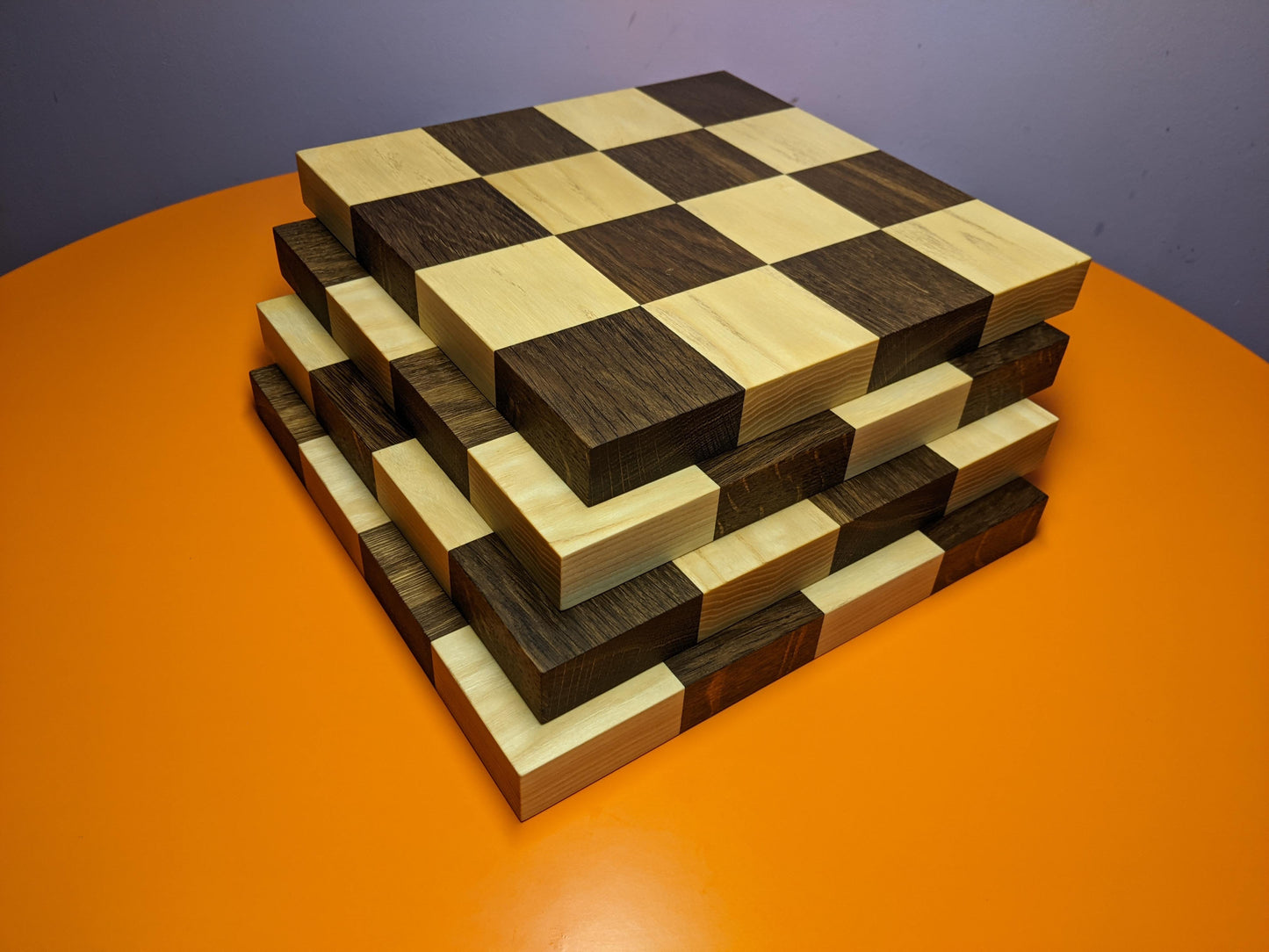 20" Foldable 4-segment wooden borderless chessboard
